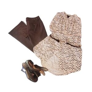 H&M Animal Print, Black, White, Cap Sleeve Blouse Women's Top Size 4 Button Down